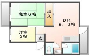 砥堀第2コーポラス(2LDK/1階)の間取り写真