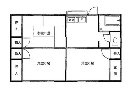つつじ町貸(3DK/1階)の間取り写真