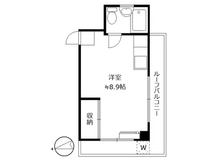 井戸川ハイツ(ワンルーム/3階)の間取り写真