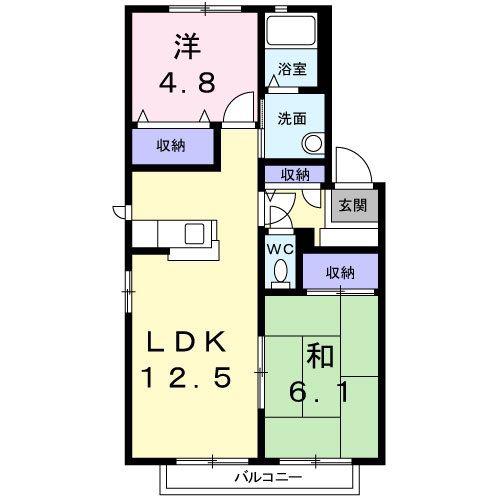 エクセルメゾン G棟(2LDK/1階)の間取り写真
