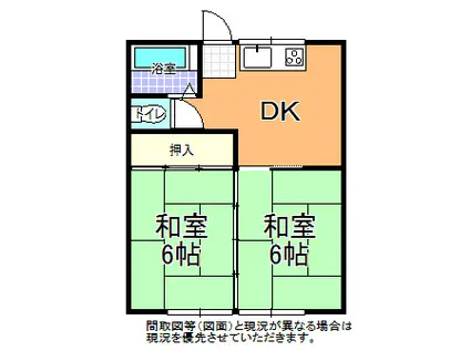コーポらん月 1号棟(2DK/1階)の間取り写真