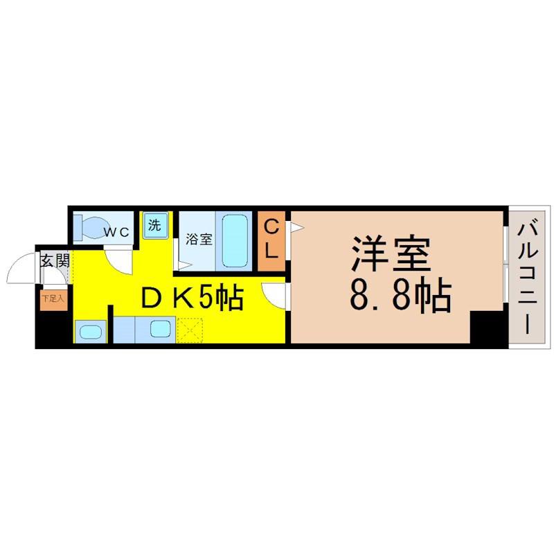 ソレアード関戸(1DK/7階)の間取り写真