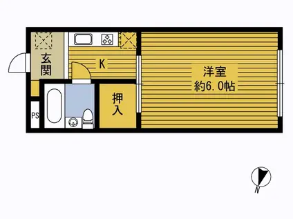エスペランサ畑中I(1K/3階)の間取り写真