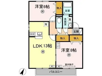 ボナールII(2LDK/2階)の間取り写真