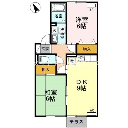 ウエストコート川崎(2DK/1階)の間取り写真