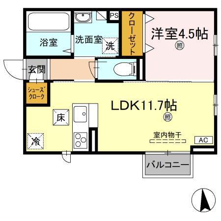 NAGOMI(1LDK/1階)の間取り写真