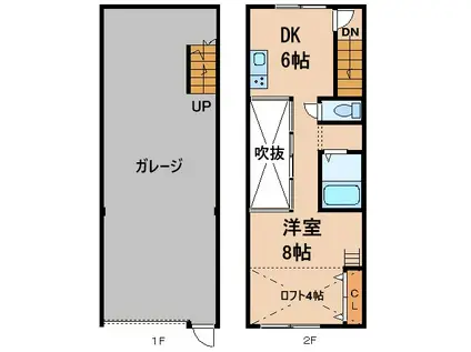 GARAGE HOUSE REGA(1DK/1階)の間取り写真