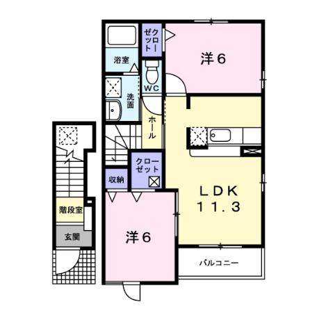 ピーノパストラル6(2LDK/2階)の間取り写真