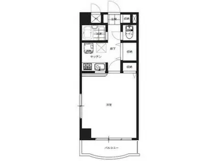 ベルタソーレ(1K/4階)の間取り写真