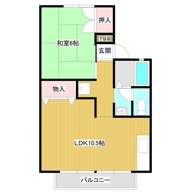 ベルフォーレ稲荷前C棟(1LDK/2階)の間取り写真
