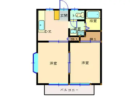 シンフォニアA棟202(2DK/2階)の間取り写真
