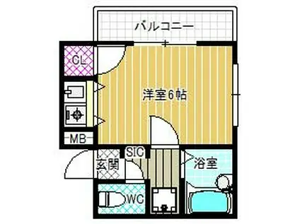 ツインツリー(1K/6階)の間取り写真