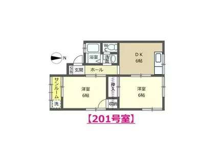 パールハイツ(2DK/2階)の間取り写真