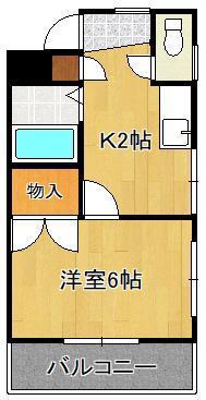 シャトレ千防(1K/2階)の間取り写真