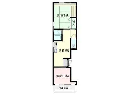 立花ビル(2K/2階)の間取り写真