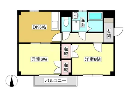 シャトー竹谷A(2DK/2階)の間取り写真