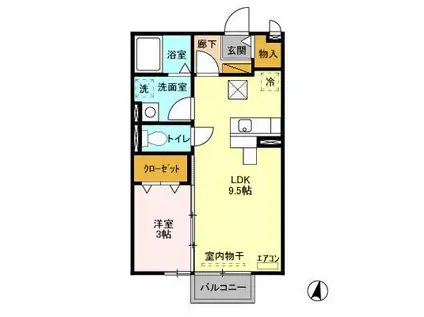 メゾン・エスポワールD棟(1LDK/1階)の間取り写真