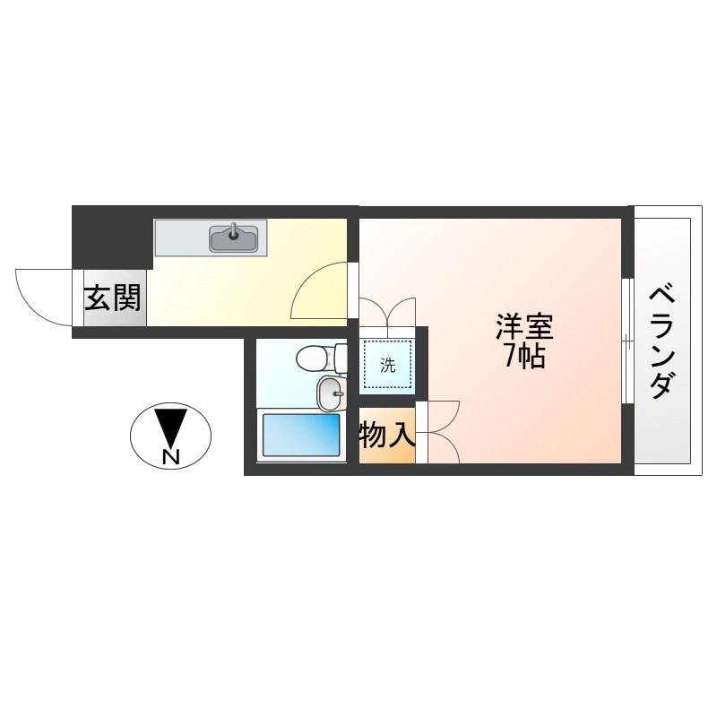 チサンマンション今小路(1K/7階)の間取り写真