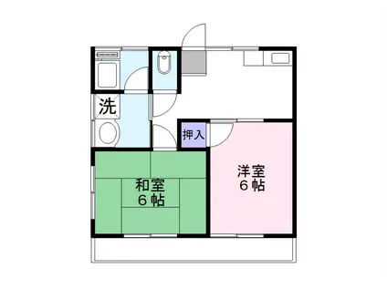 ハイツトウマA(2DK/2階)の間取り写真