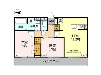 ルノンII(2LDK/3階)の間取り写真