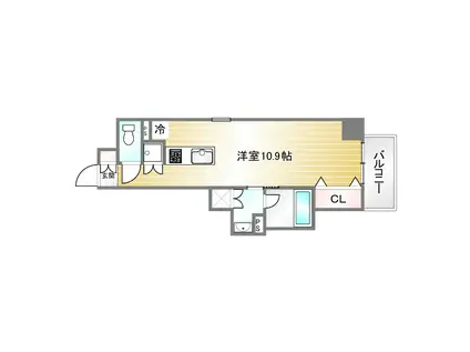 レジディア神戸磯上(ワンルーム/4階)の間取り写真