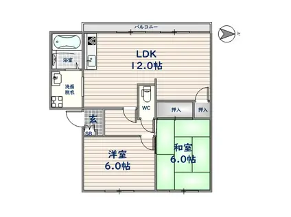 メゾンウィステ(2LDK/1階)の間取り写真