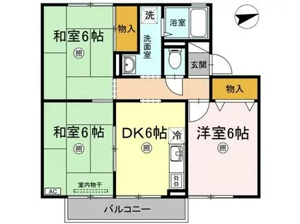 サリネージュ山手 E/F棟 E棟(3DK/2階)の間取り写真