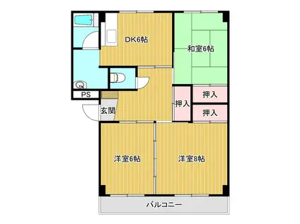 コーポニューセブン(3DK/2階)の間取り写真