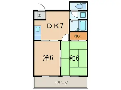 ハイツ香枦園(2DK/1階)の間取り写真