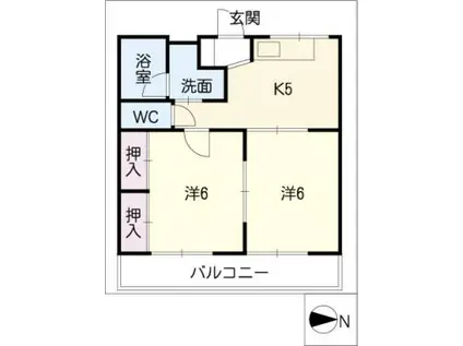 大石コーポ(2K/1階)の間取り写真