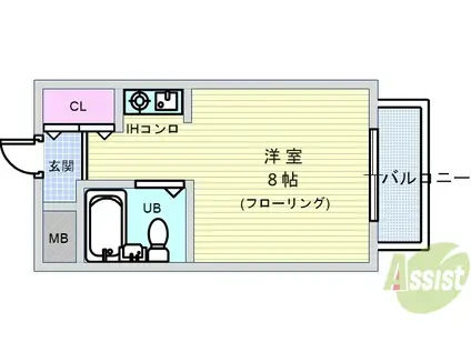 メゾンエマーブル(ワンルーム/3階)の間取り写真