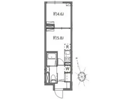 SOLASIA RESIDENCE 学芸大学II(1DK/2階)の間取り写真