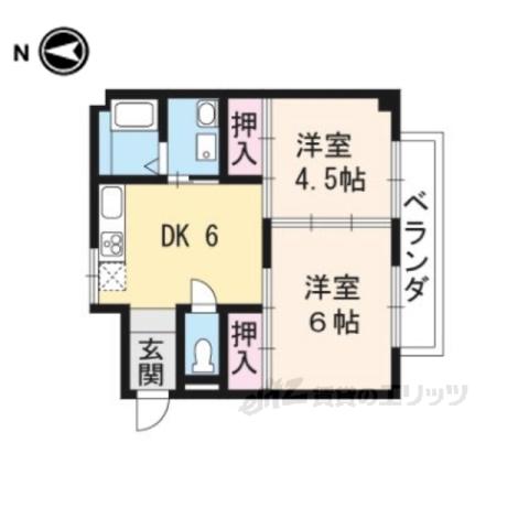 睦コーポ(2DK/2階)の間取り写真