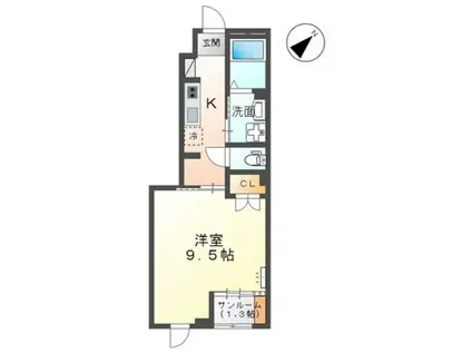 ポンテ アルコバレーノ(1K/1階)の間取り写真