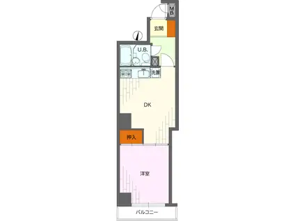ライオンズマンション広尾第2(1DK/1階)の間取り写真