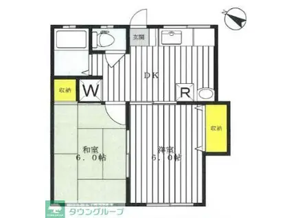 エクセルヤザワ(2DK/2階)の間取り写真