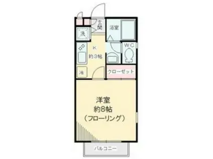 アルブル府中(1K/1階)の間取り写真