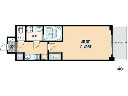 サムティナンバ南(1K/6階)の間取り写真