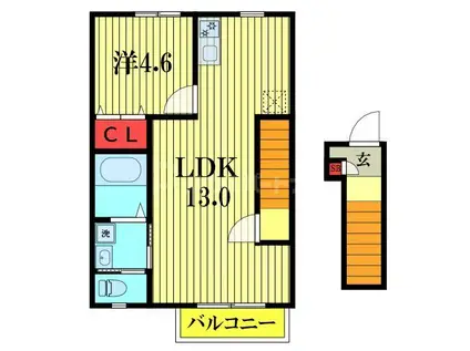 クレール(1LDK/2階)の間取り写真