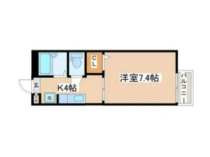 メゾン・ド・ケイ(1K/2階)の間取り写真