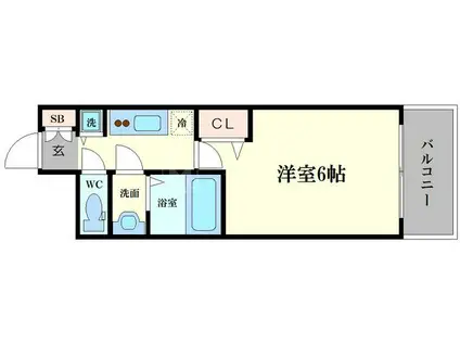 LC阿波座西(1K/3階)の間取り写真