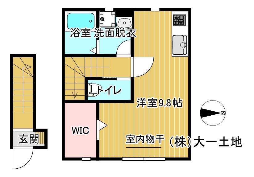 ル・メイユール東宮野目A棟(ワンルーム/2階)の間取り写真