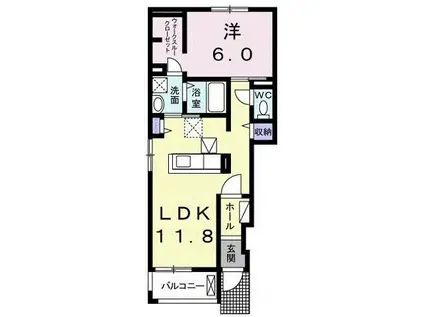 フォレスト ガーデン B(1LDK/1階)の間取り写真