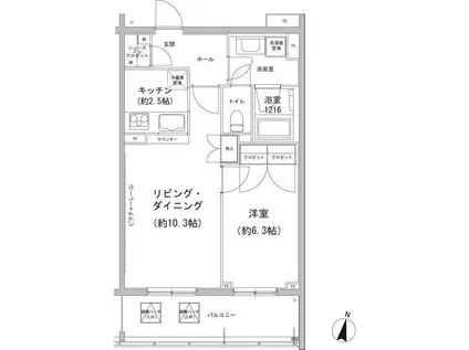ヒューリックコート雪が谷(1LDK/4階)の間取り写真