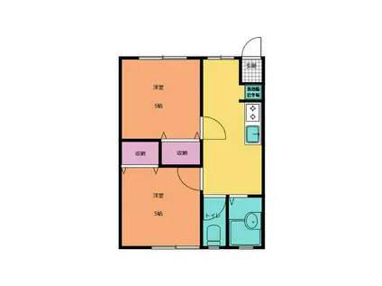 リバティ御幸笛田(2DK/1階)の間取り写真