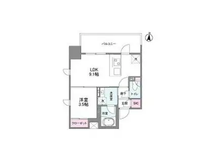 シーズンフラッツ新大阪(1LDK/4階)の間取り写真