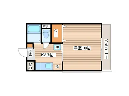 サウスコートアイハラ(1K/4階)の間取り写真