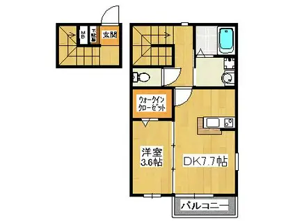 フェリシータ(1DK/2階)の間取り写真