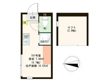 クレシア下高井戸(ワンルーム/1階)の間取り写真