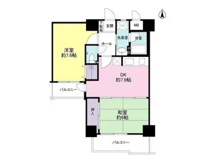 フォルム城東中央(2LDK/4階)の間取り写真